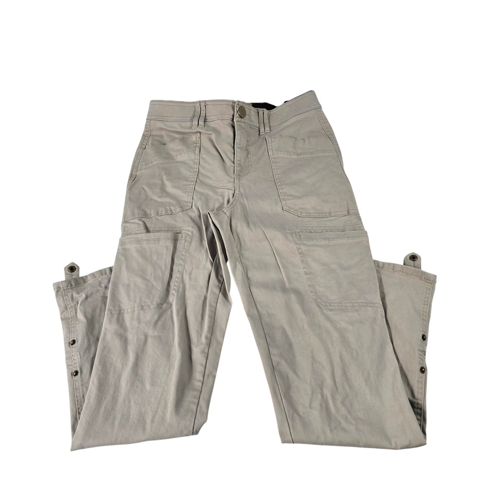 Democracy Ab Technology Tan Khaki Utility Cargo Pants Women Size 4 Snap Leg Tab